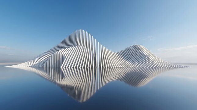 Abstract white parametric architectural structure with reflection