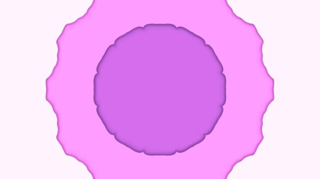 A soft, ethereal 3D rendered design composed of three concentric circular layers in vibrant pinks and deep purples