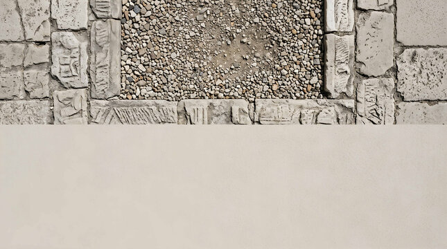 Intricate weathered ancient carving of monolithic stone relief with mythical motifs, concept for historical documentation, archaeological study, and cultural heritage restoration