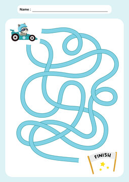 Maze activity sheet for children. Cute maze for kids. Kids labyrinth puzzle. Maze puzzle game for children with cute animal flying on the plane illustration
