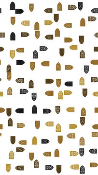 Seamless pattern of shield and arrow shapes with geometric cutouts