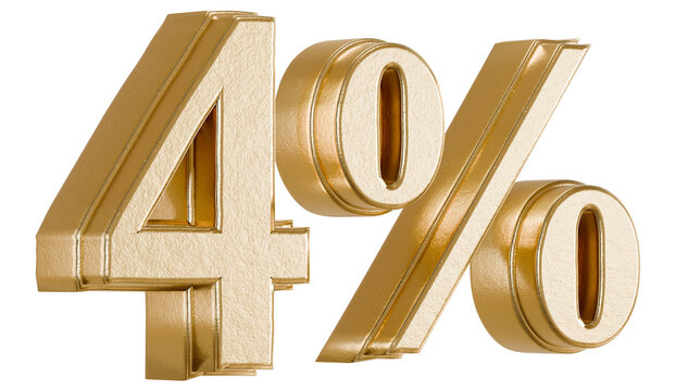Three dimensional gold 4 percent sign