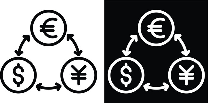 currency arbitrage Two-tone version in black and white background