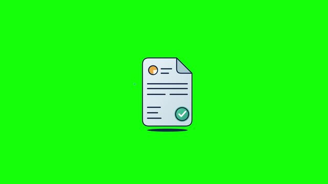 Flat design icon finance bank document animation on green screen