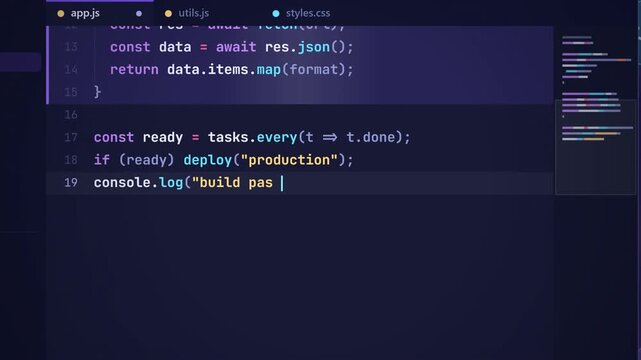 Software Developer Writing Programming Code on Computer Screen