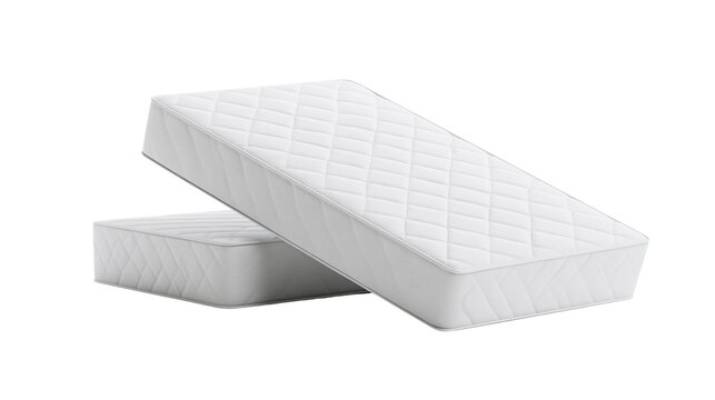 Two white mattresses isolated on transparent background