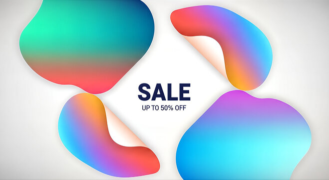 Sale discount offer colorful abstract shapes.