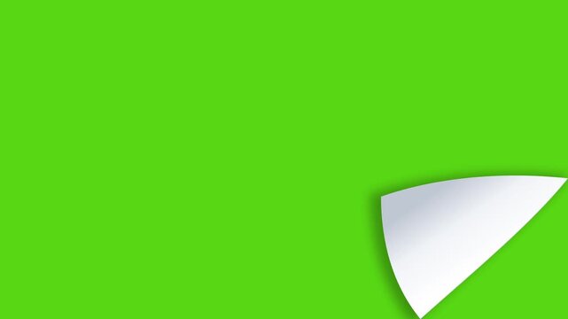 Abstract background featuring white page corners curling on a vibrant green surface