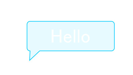 Bright blue speech bubble with the word hello in white, isolated on a transparent background. Simple modern icon for messaging, chat, greeting, and communication. © Zoqenix