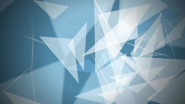 Floating blue translucent triangle polygons seamless loop motion
