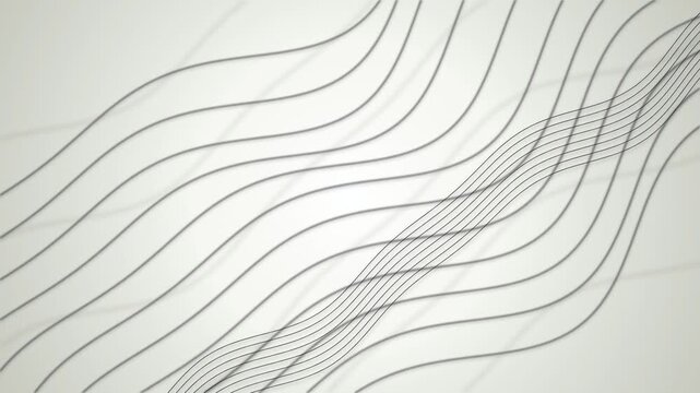 Grey ribbon wave lines flowing seamless loop motion background