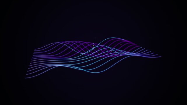 Abstract Neon Wave Motion Background with Glowing Purple and Blue Lines