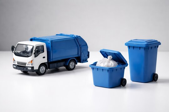ゴミ収集車とゴミ箱の模型でごみ問題を考える環境イメージ
