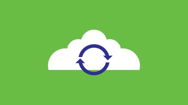 Cloud Syncing and Auto Save Animation with Rotating Arrows on Green Screen