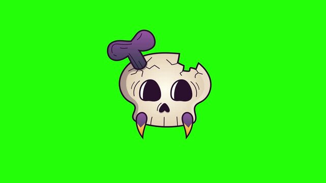 Skull head with bone on the head