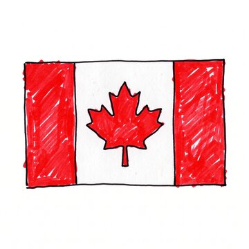 Childlike Hand Drawn Canada Flag with Sharpie Markers