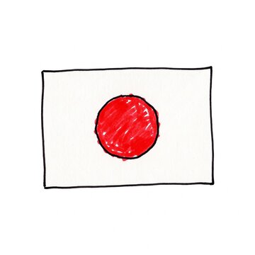 Childlike Hand Drawn Japan Flag with Sharpie Markers