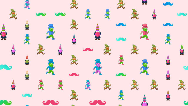 Running gnomes and mustaches pattern