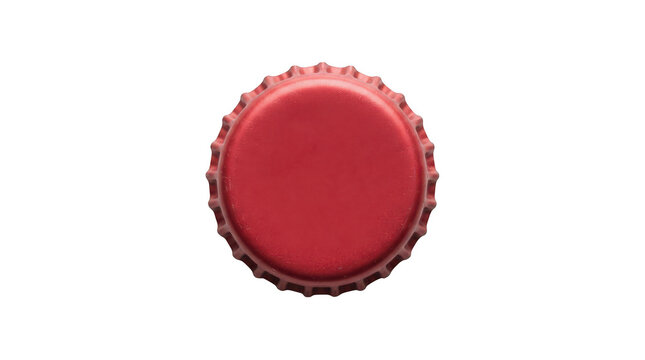 Red metal bottle cap, crown cork isolated on transparent background