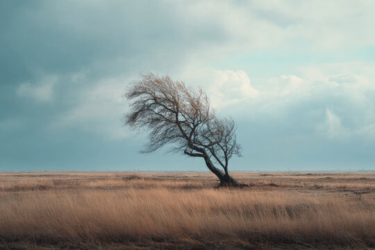 a lonely tree in the field
