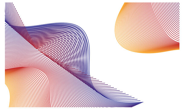 Abstract smooth wave lines with purple and blue gradient on a white background