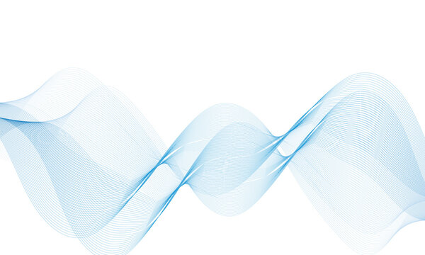 Abstract smooth wave lines with purple and blue gradient on a white background