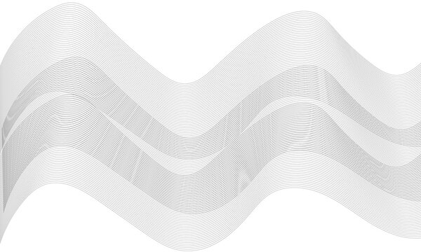 Abstract geometric line art pattern with wavy circular wireframe structures on a white background
