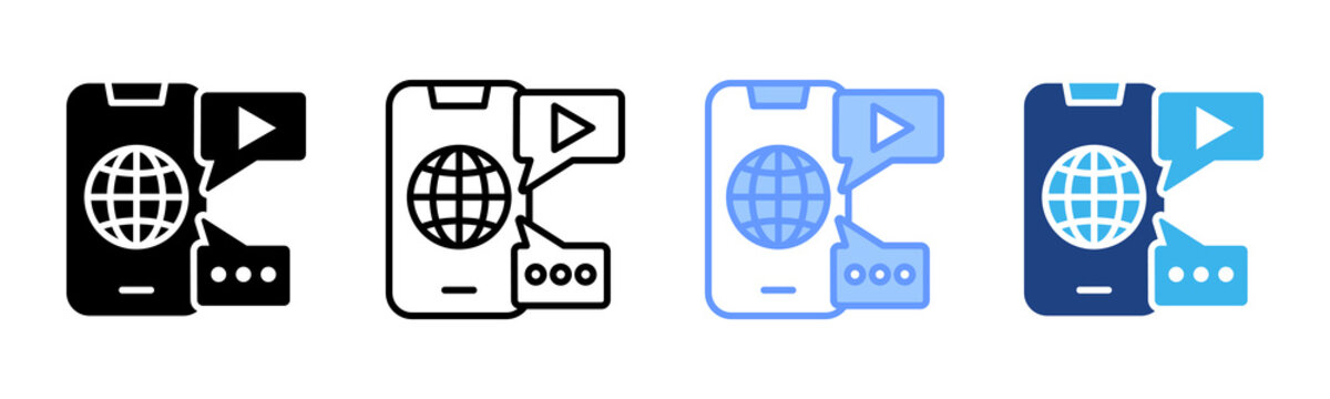 Social Media icon set multiple style collection