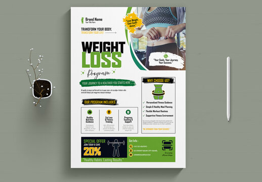 Weight Loss Program Flyer Template for Fitness and Wellness
