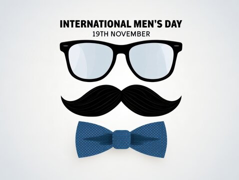 International men's day glasses mustache bow tie icon