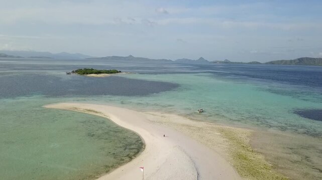 Beautiful sea and emerging sandbar at Pahawang Island, Lampung, Indonesia.