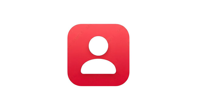 Red user profile icon isolated on transparent background