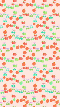 Seamless pattern of stylized fruits