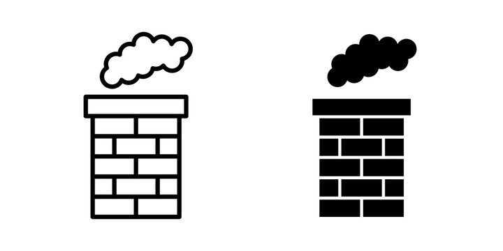 Chimney smoke icon flat outline in black