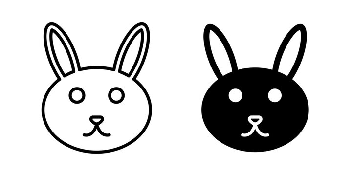 Rabbit icon flat outline in black