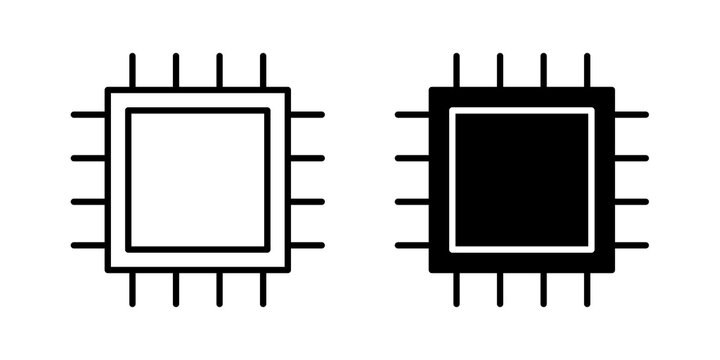 CPU icon flat outline in black