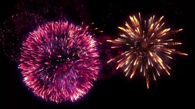 Colorful Fireworks Bursting in Night Sky During Festival Celebration