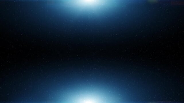Loop dotted cloud of flying small particles on dark blue copy space loop background.