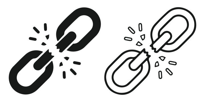 Broken chain link icon set