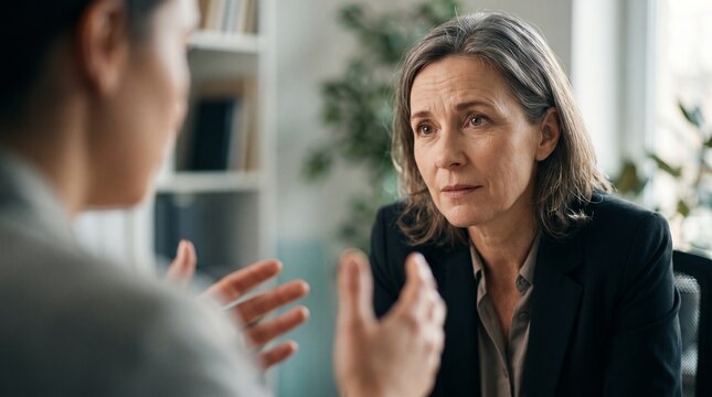 Close Up of Empathetic Manager Listening Carefully to Employee Sharing Workplace Bullying and Harassment Experience