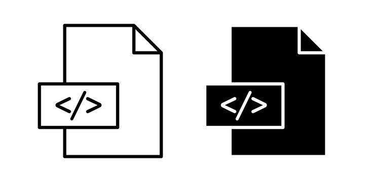 HTML script icon flat outline in black