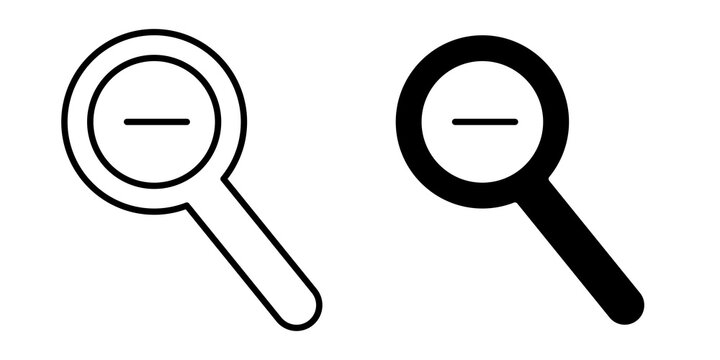 Zoom out icon flat outline in black