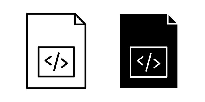 HTML script icon flat outline in black