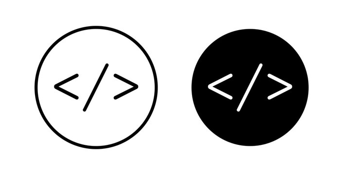 Code icon flat outline in black