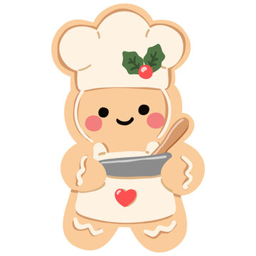 Cute Gingerbread Chef Illustration