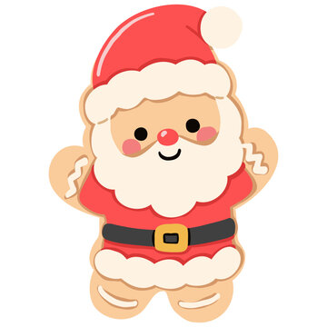 Cute Santa Claus Gingerbread Cookie Illustration
