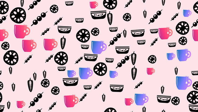 Seamless pattern of food and drink icons