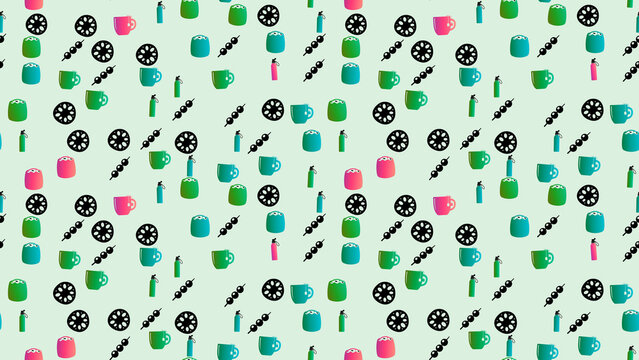 Seamless pattern of food and drink icons
