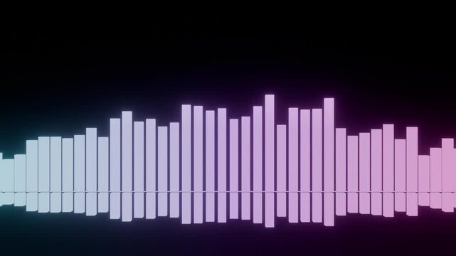 Neon audio equalizer bars pulsing to the beat, sound wave spectrum visualizer seamless loop for music