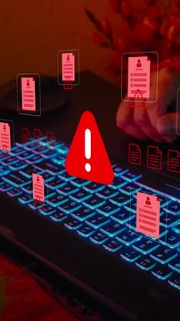 Personal data theft and online privacy breach and concept, featuring hacker activity, stolen documents, cybersecurity risks and digital fraud protection themes.

